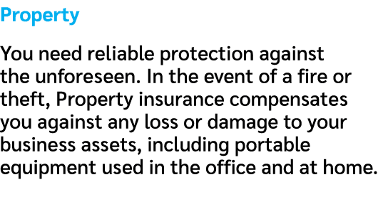 Property You need reliable protection against the unforeseen. In the event of a fire or theft, Property insurance com...